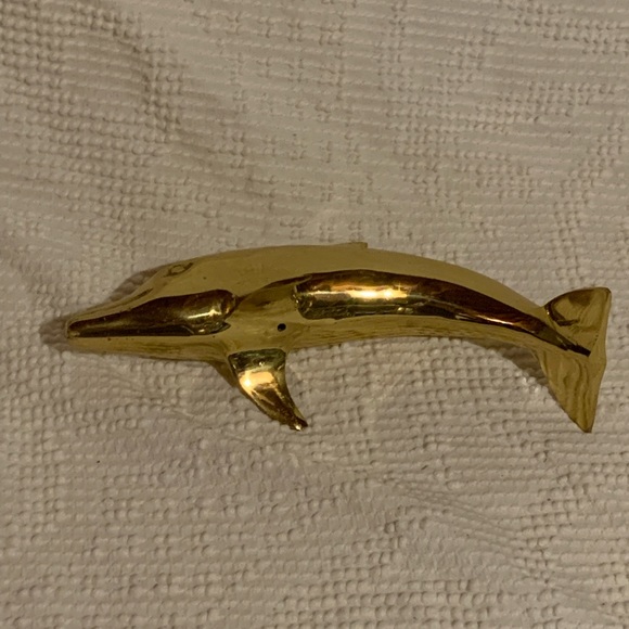 Mid-Century Modern Brass Dolphin Figurine - Picture 3 of 7